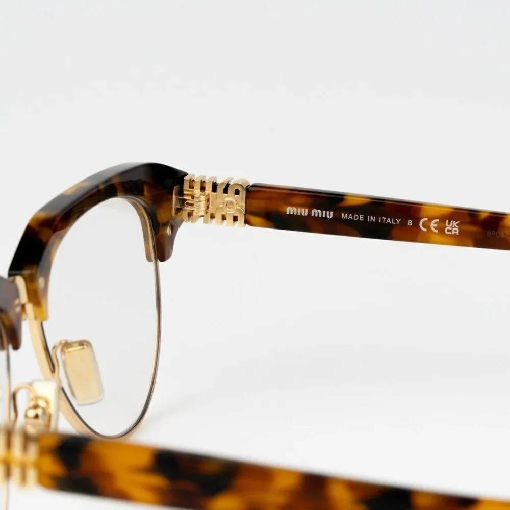 NEW Miu Miu MU09ZS 19P08N Trotoise Clear Blue Light Browline Unisex Eyeglasses